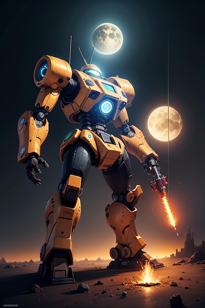 Robô Mecha Guerreiro SciFi Papel de parede Ilustração de fundo Homem de Ferro Gigante Autobot