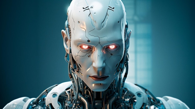 robô mulher ciborgue em inteligência artificial