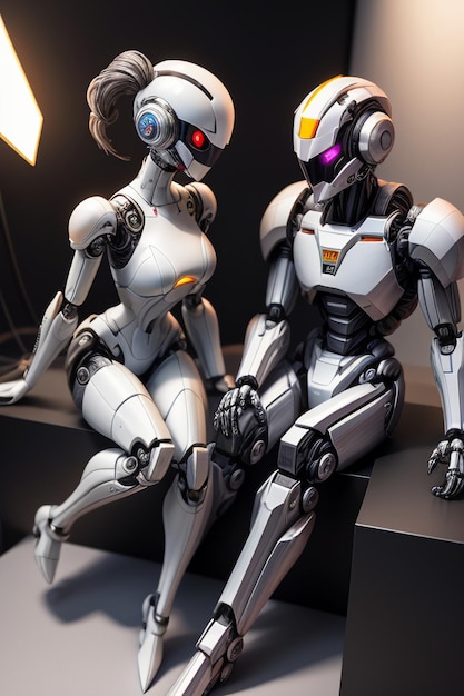 Foto robô realista mulher guerreira tecnologia do futuro