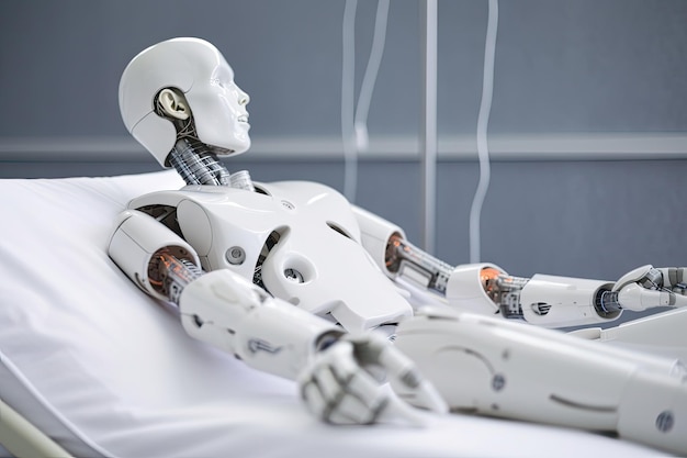 Robô realizando complexo em paciente humano criado com IA generativa