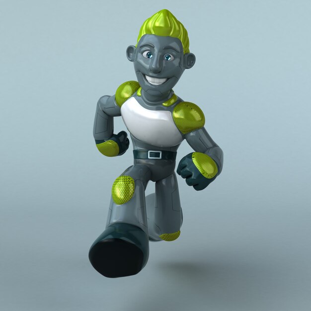 Robô verde divertido - personagem 3D