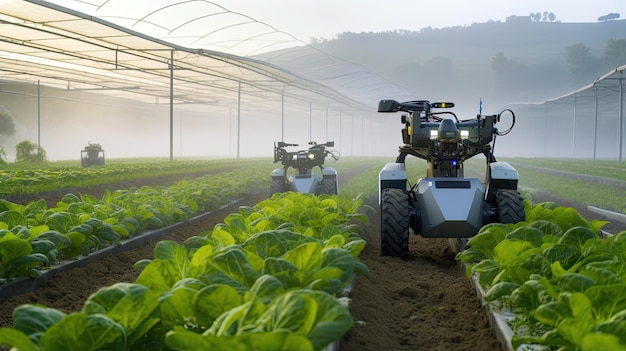 robôs agrícolas trabalham em fazendas inteligentes