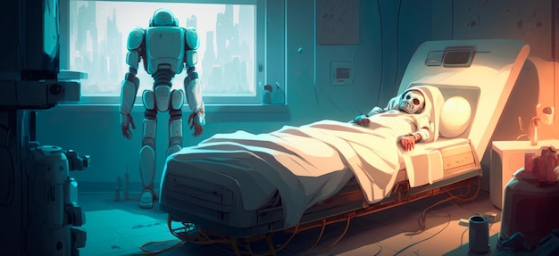 Robôs assistentes que prestam assistência médica em hospitais e clínicas Generative AI