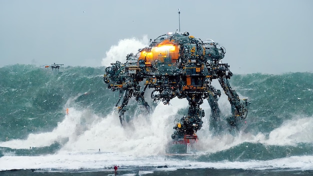 Robôs de batalha emergem do mar