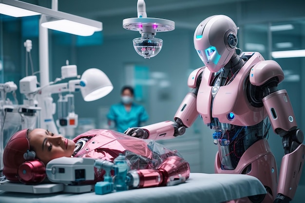 Foto robôs futuristas movidos por aid transformam a precisão do diagnóstico e do tratamento para melhorar a saúde do paciente