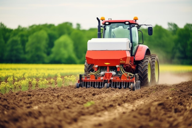 Un robot agrícola que siembra semillas en un campo