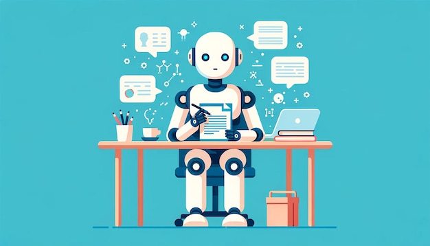 El robot AI escribe texto