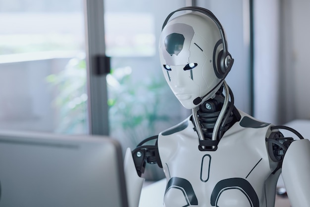 Robot AI trabajando en la oficina