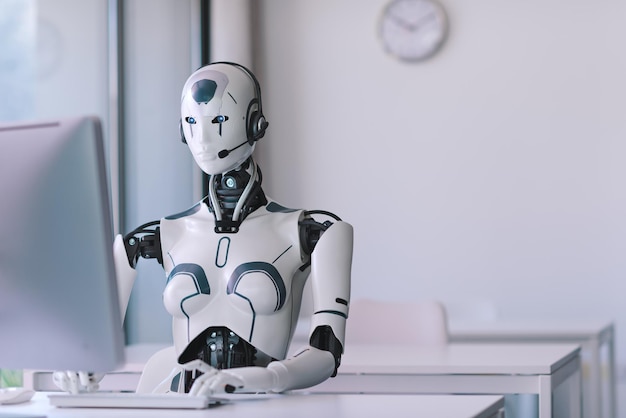 Robot AI trabajando en la oficina