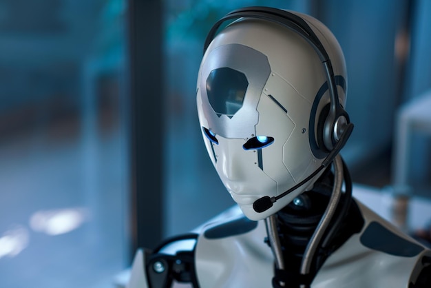 Robot AI trabajando en la oficina