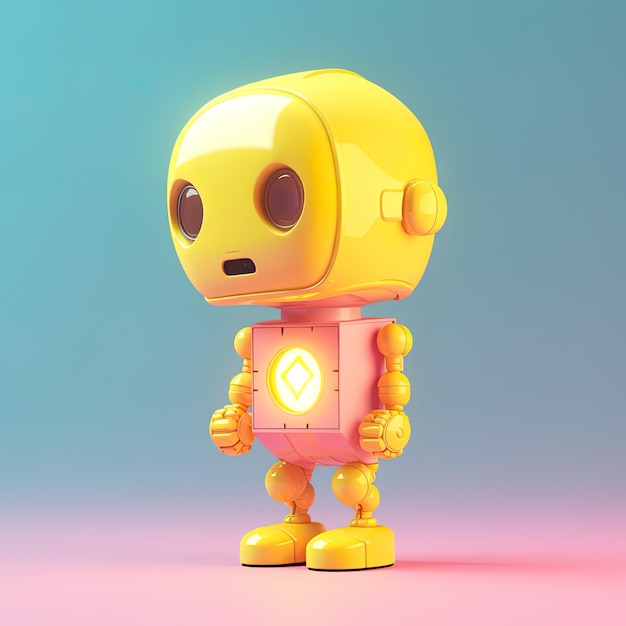 Un robot amarillo sobre una superficie rosa Imagen generativa de IA