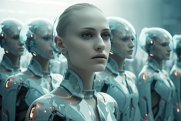 Robot android con cara de mujer