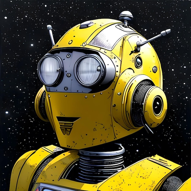 Robot androide amarillo astuto