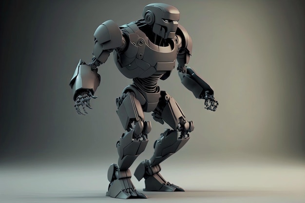 Robot androide ladrón futurista en ai generativo de color gris oscuro