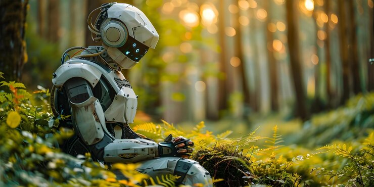 Foto un robot de aprendizaje automático ayuda a la conservación de la vida silvestre mediante el monitoreo de poblaciones y hábitats concepto conservación de la vida silvestre aprendizaje automático monitoreo de la población protección del hábitat