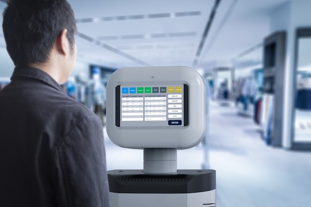 Robot asistente de renderizado 3D con software en pantalla digital