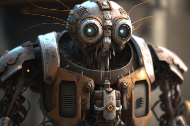 Un robot con una cabeza que dice 'robot'