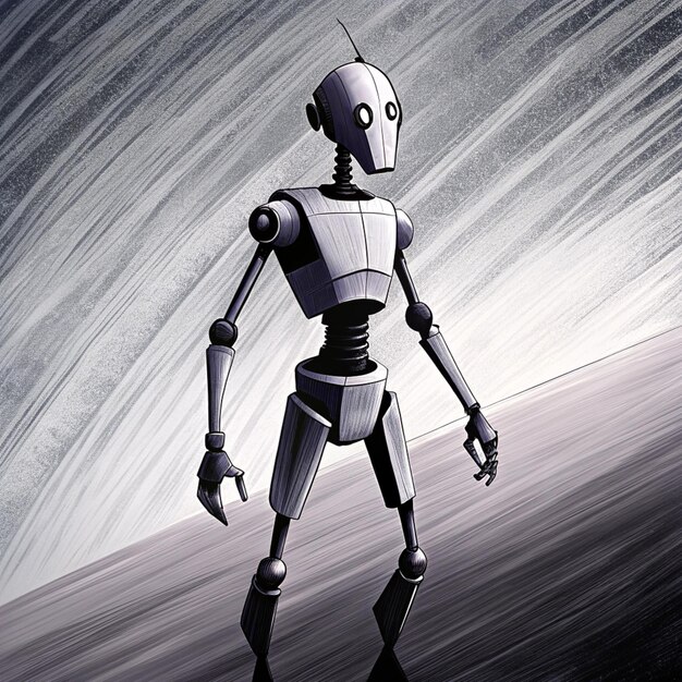 un robot con una cara que dice robot en él