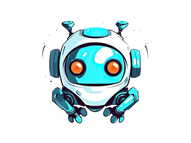 Robot chatbot AI bot dibujos animados logotipo insignia diseño símbolo dibujos animados estilo plano ilustración Generativo AIxA