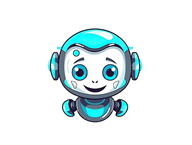 Foto robot chatbot ai bot dibujos animados logotipo insignia diseño símbolo dibujos animados estilo plano ilustración generativo aixa