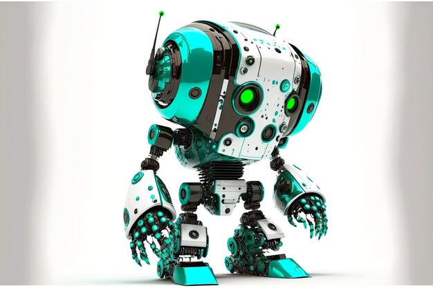 Robot chatbot de diseño técnico moderno aislado sobre fondo blanco