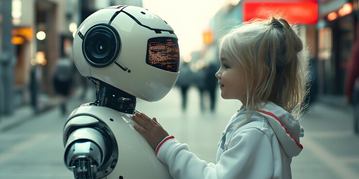 El robot y la chica.