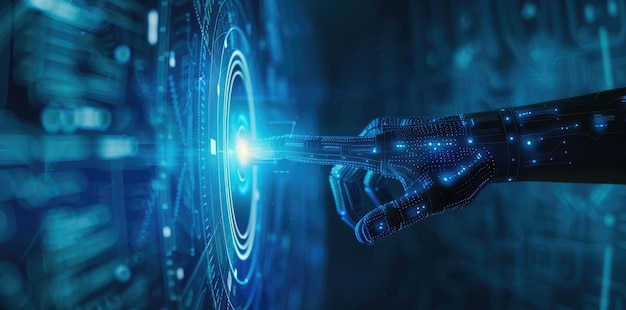 un robot con un círculo azul en el centro