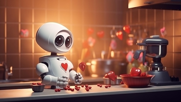 Robot en la cocina San Valentín