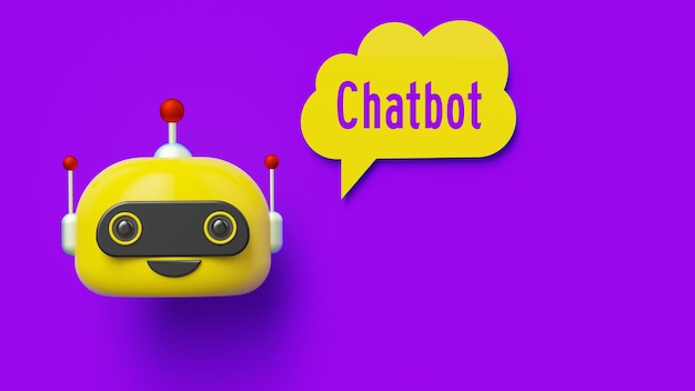 Robot y concepto de chatbot. procesamiento 3d