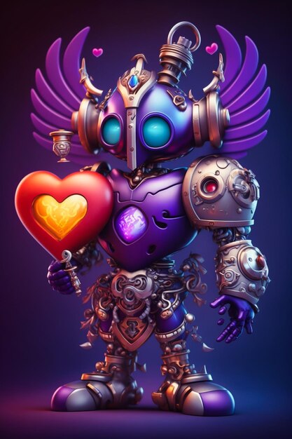 Un robot con un corazón en forma de corazón