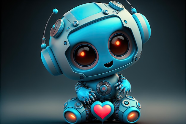 Robot con un corazón en el pecho