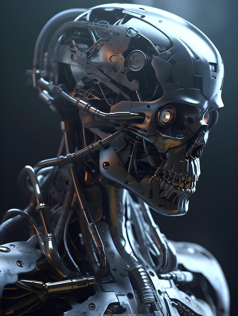 Un robot cyborg humanoide