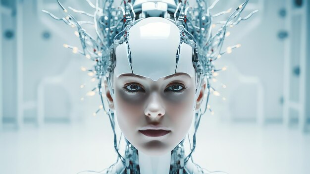 Robot cyborg mujer chica persona con inteligencia artificial