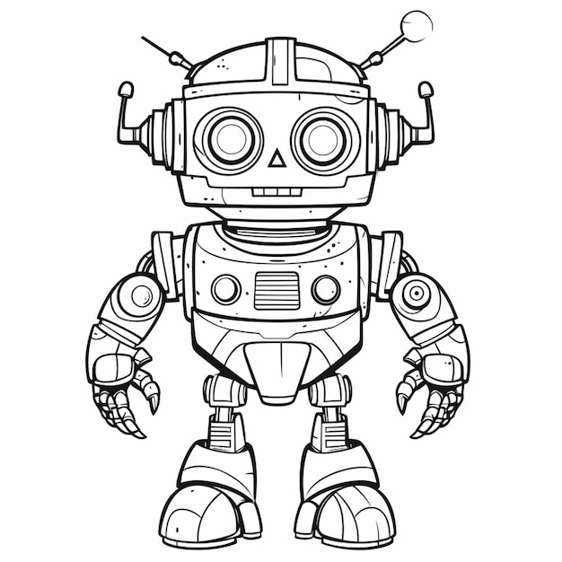Un robot de dibujos animados con una cabeza grande y un ai generativo de cuerpo pequeño.