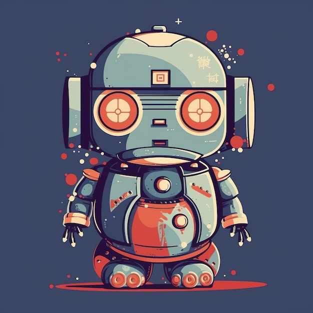 Un robot de dibujos animados con una cara roja y una cara roja.