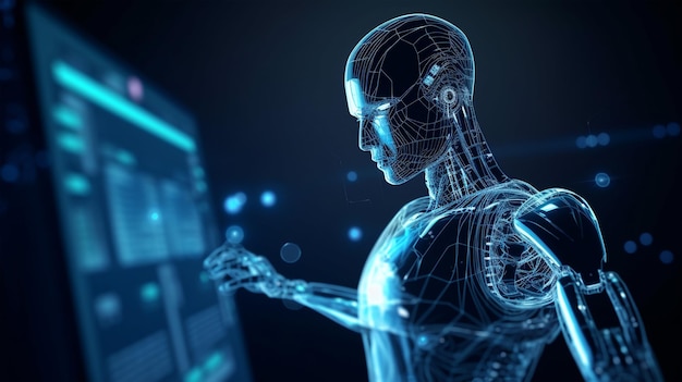 Robot electrónico y acceso digital sistema de autenticación de usuarios cibernética IA generada