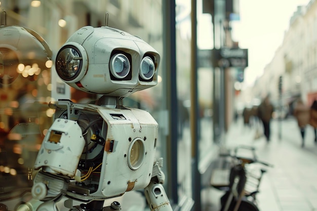 Foto el robot es una ayuda para las compras en una empresa