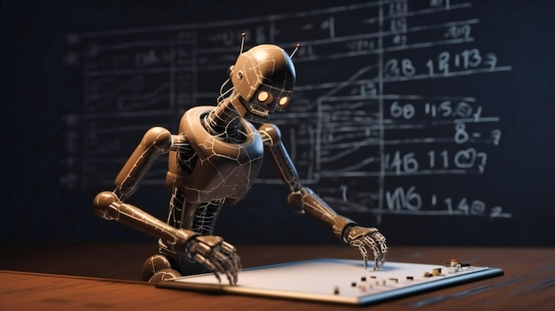 Un robot escribiendo matemáticas en la pizarra