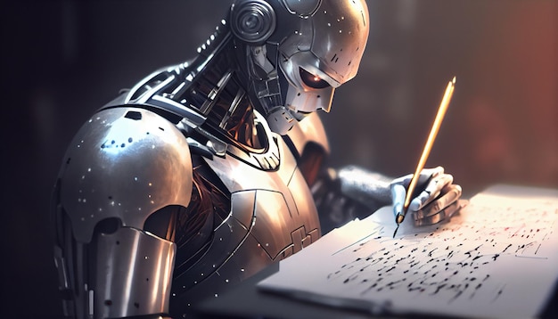 Robot escribiendo en papel Generativo Ai