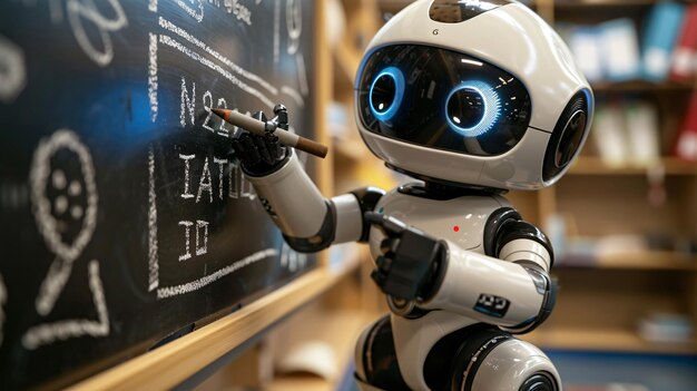 robot escribiendo en la pizarra