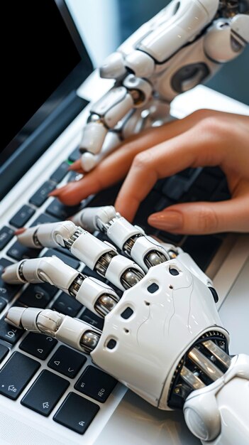 Un robot está escribiendo en un teclado