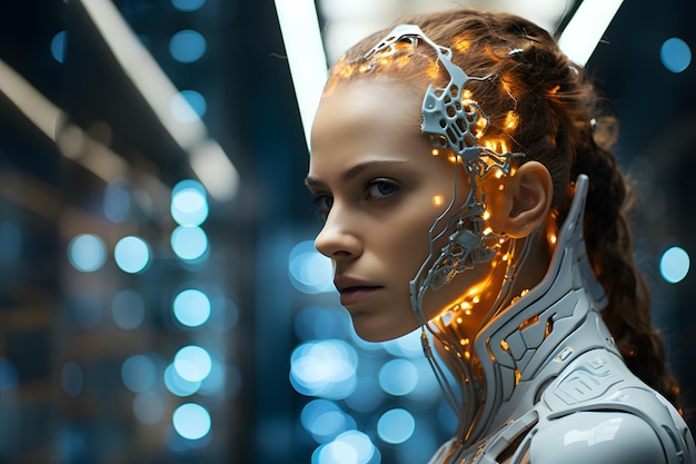 Robot femenino exquisito de belleza AI