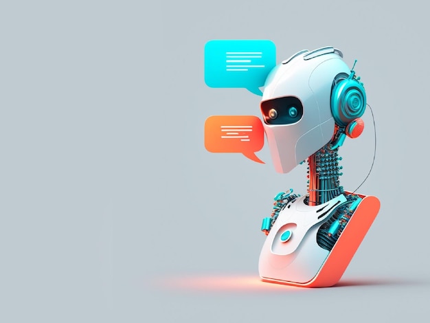 Robot futurista con AI Concepto de chatbot con inteligencia artificial o aprendizaje automático