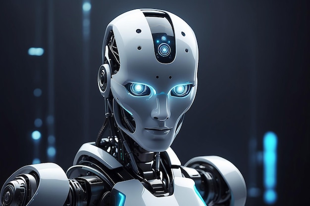 Robot futurista inteligencia artificial que ilumina el concepto de tecnología AI