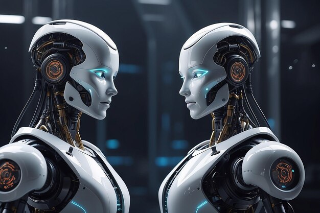 Robot futurista inteligencia artificial que ilumina el concepto de tecnología AI