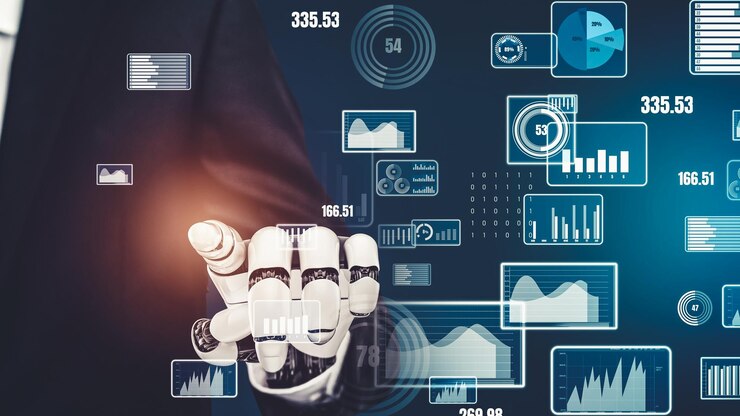 Foto robot futurista inteligencia artificial revolucionario concepto de tecnología ai