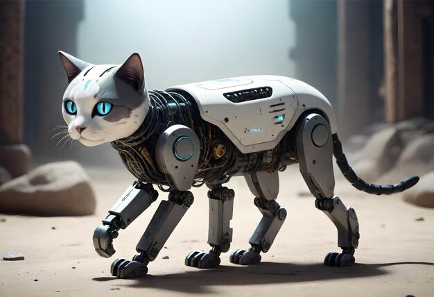 Foto un robot hecho por el gato de la compañía