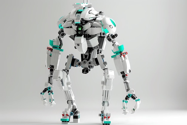 Foto un robot hecho de legos con uno que tiene el número 3 en él