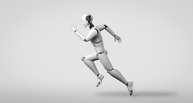 Robot humanoide en ejecución que muestra movimiento rápido y energía vital