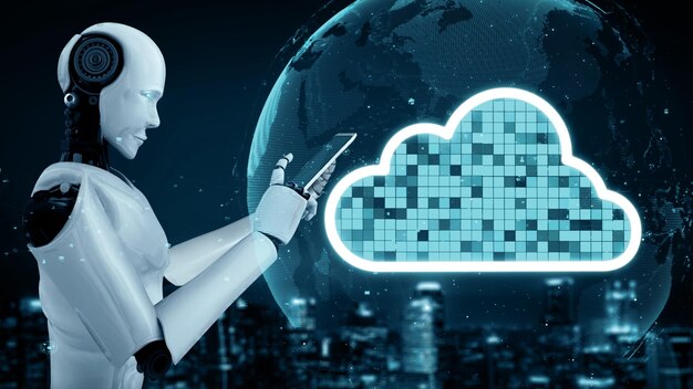 El robot humanoide Mlp ai utiliza la tecnología de computación en la nube para almacenar datos en un servidor en línea